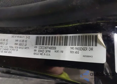 2015 Chrysler 200 Limited z USA, uszkodzony, nr VIN 1C3CCCAB7FN685958